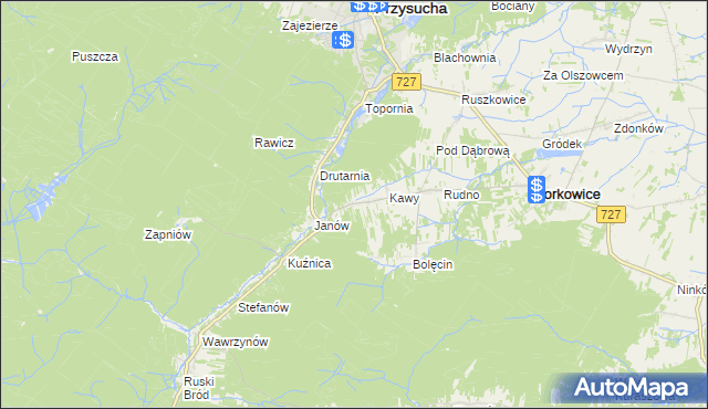 mapa Wymysłów gmina Borkowice, Wymysłów gmina Borkowice na mapie Targeo
