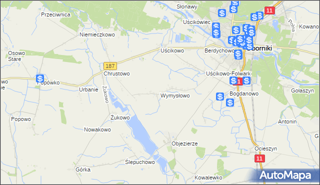 mapa Wymysłowo gmina Oborniki, Wymysłowo gmina Oborniki na mapie Targeo