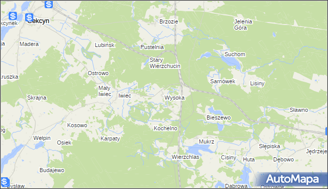 mapa Wysoka gmina Cekcyn, Wysoka gmina Cekcyn na mapie Targeo