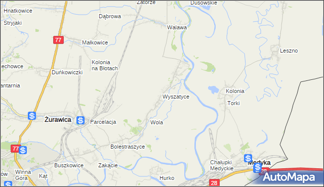 mapa Wyszatyce, Wyszatyce na mapie Targeo