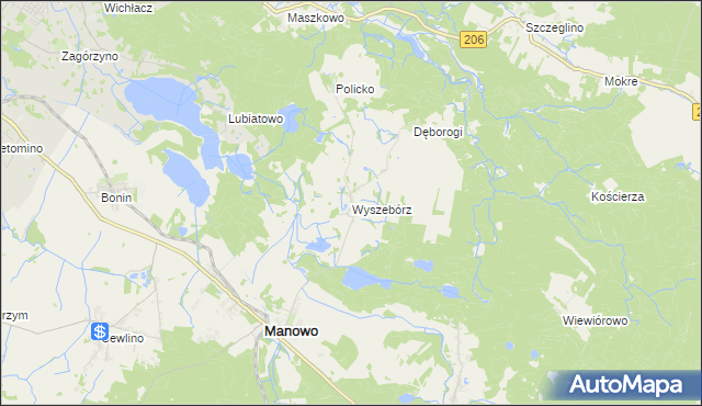mapa Wyszebórz, Wyszebórz na mapie Targeo