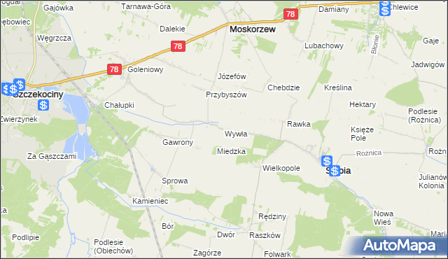 mapa Wywła, Wywła na mapie Targeo