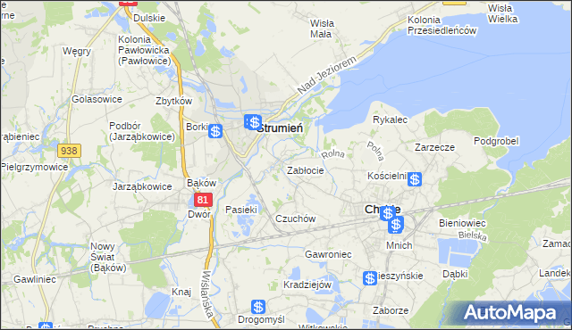 mapa Zabłocie gmina Strumień, Zabłocie gmina Strumień na mapie Targeo