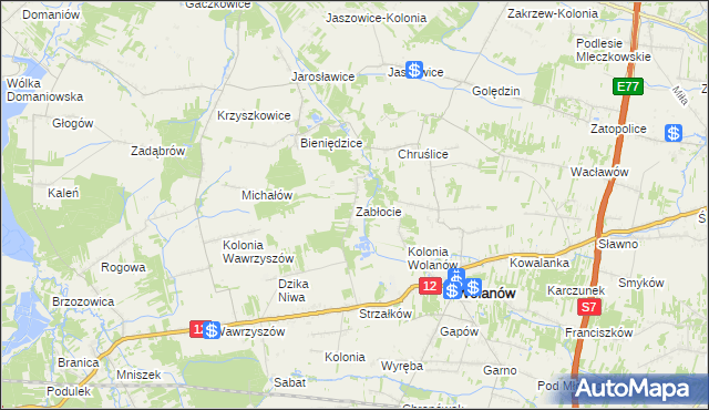 mapa Zabłocie gmina Wolanów, Zabłocie gmina Wolanów na mapie Targeo