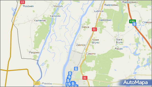 mapa Żabnica gmina Gryfino, Żabnica gmina Gryfino na mapie Targeo