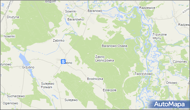 mapa Żabno Leśniczówka, Żabno Leśniczówka na mapie Targeo