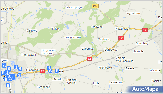 mapa Zabornia gmina Piaski, Zabornia gmina Piaski na mapie Targeo