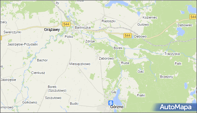 mapa Zaborowo gmina Górzno, Zaborowo gmina Górzno na mapie Targeo