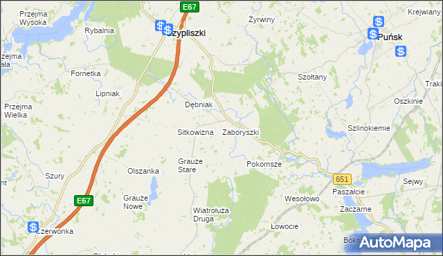 mapa Zaboryszki, Zaboryszki na mapie Targeo