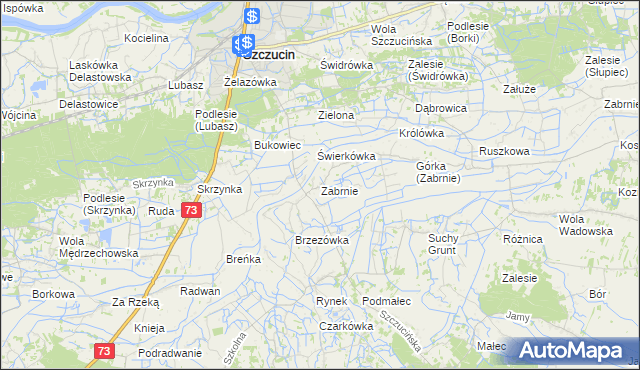 mapa Zabrnie gmina Szczucin, Zabrnie gmina Szczucin na mapie Targeo