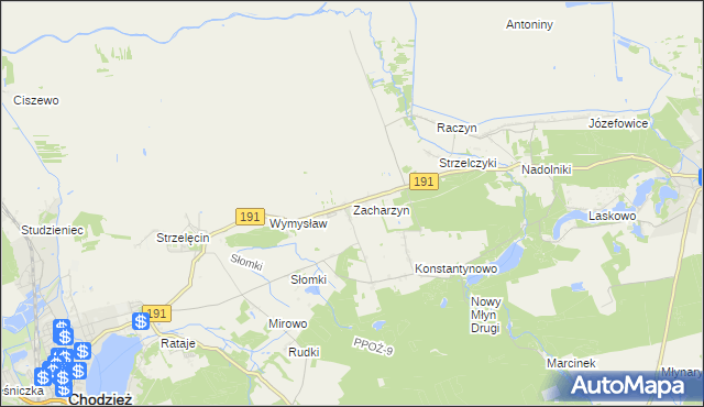 mapa Zacharzyn, Zacharzyn na mapie Targeo