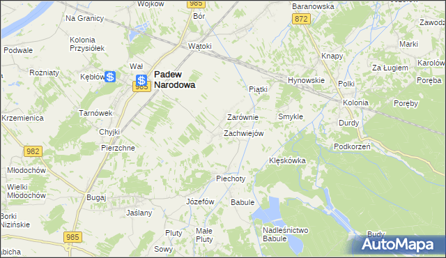 mapa Zachwiejów, Zachwiejów na mapie Targeo