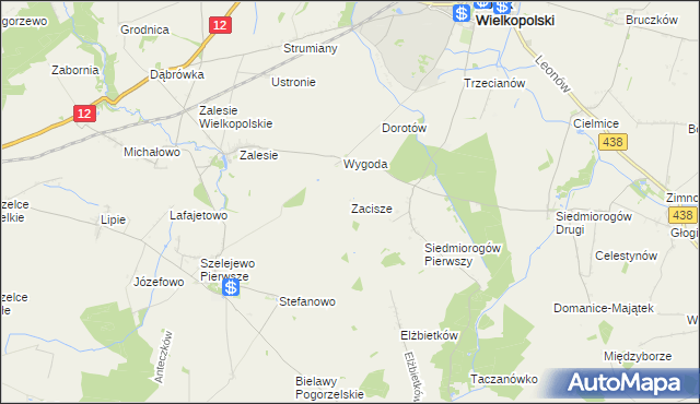 mapa Zacisze gmina Borek Wielkopolski, Zacisze gmina Borek Wielkopolski na mapie Targeo