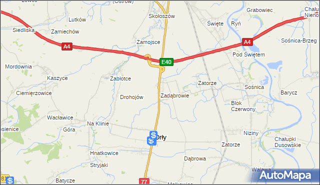 mapa Zadąbrowie gmina Orły, Zadąbrowie gmina Orły na mapie Targeo