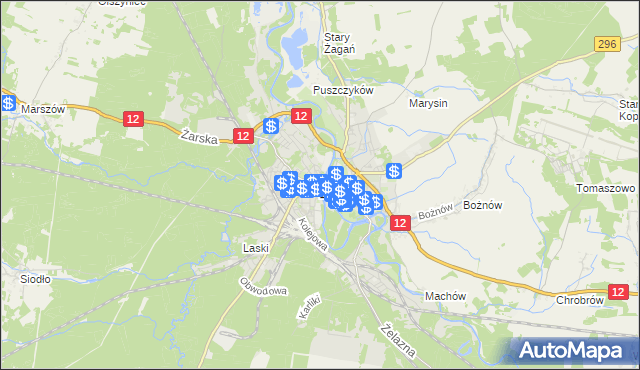 mapa Żagań, Żagań na mapie Targeo