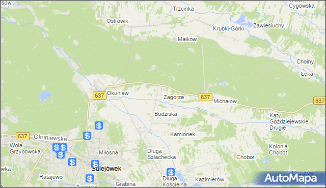 mapa Zagórze gmina Halinów, Zagórze gmina Halinów na mapie Targeo