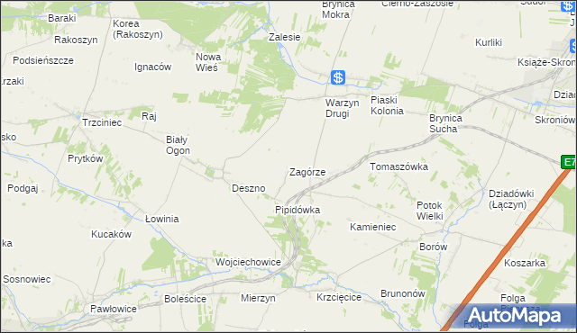 mapa Zagórze gmina Nagłowice, Zagórze gmina Nagłowice na mapie Targeo