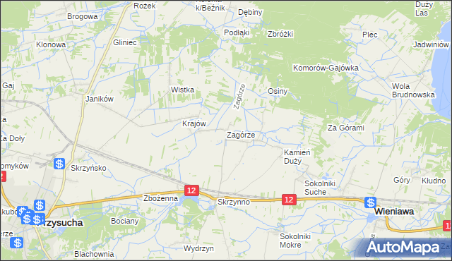 mapa Zagórze gmina Wieniawa, Zagórze gmina Wieniawa na mapie Targeo