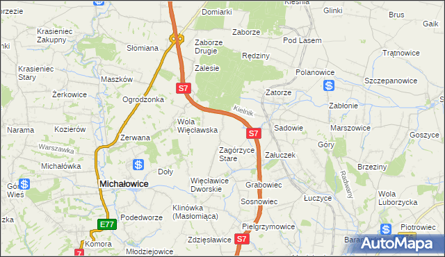 mapa Zagórzyce Dworskie, Zagórzyce Dworskie na mapie Targeo