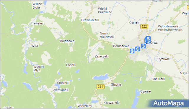 mapa Zajączek gmina Skórcz, Zajączek gmina Skórcz na mapie Targeo