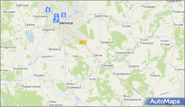 mapa Żaków, Żaków na mapie Targeo