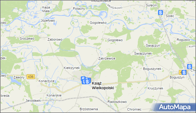 mapa Zakrzewice, Zakrzewice na mapie Targeo
