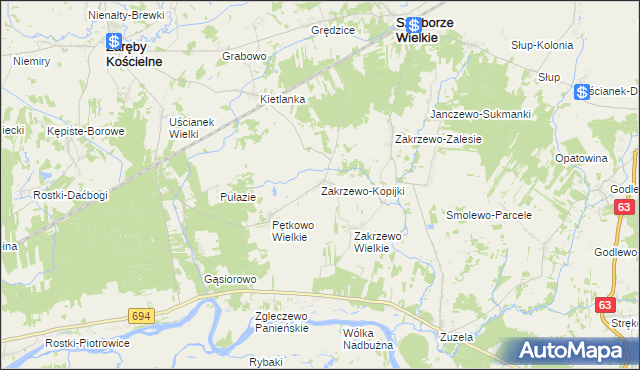 mapa Zakrzewo-Kopijki, Zakrzewo-Kopijki na mapie Targeo