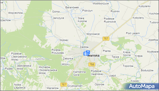 mapa Zaldów, Zaldów na mapie Targeo