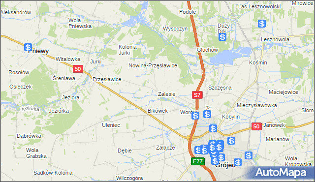 mapa Zalesie gmina Grójec, Zalesie gmina Grójec na mapie Targeo