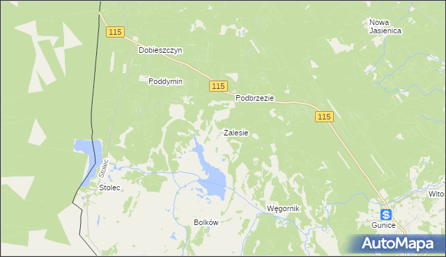 mapa Zalesie gmina Police, Zalesie gmina Police na mapie Targeo