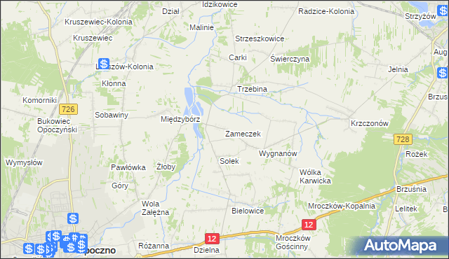 mapa Zameczek gmina Opoczno, Zameczek gmina Opoczno na mapie Targeo