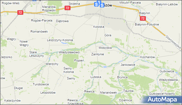 mapa Zamłynie gmina Jeżów, Zamłynie gmina Jeżów na mapie Targeo