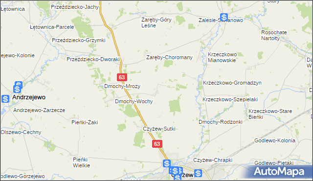 mapa Zaręby-Bindugi, Zaręby-Bindugi na mapie Targeo