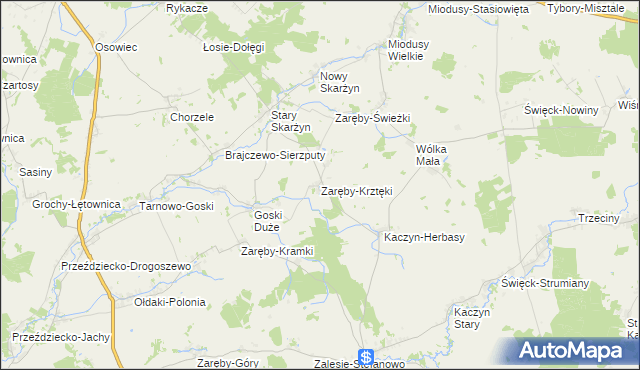 mapa Zaręby-Krztęki, Zaręby-Krztęki na mapie Targeo