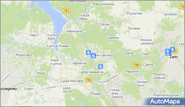 mapa Żarki-Letnisko, Żarki-Letnisko na mapie Targeo