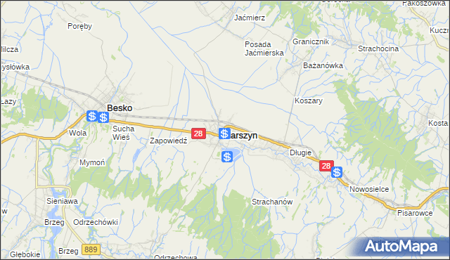 mapa Zarszyn, Zarszyn na mapie Targeo
