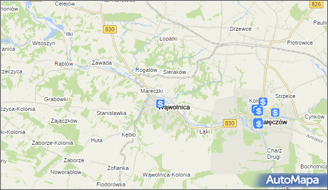 mapa Zarzeka gmina Wąwolnica, Zarzeka gmina Wąwolnica na mapie Targeo