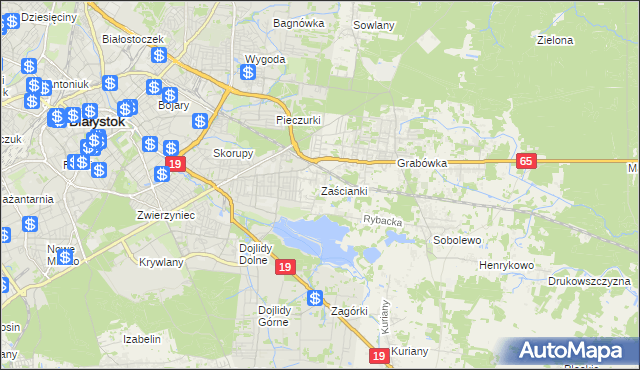 mapa Zaścianki gmina Supraśl, Zaścianki gmina Supraśl na mapie Targeo