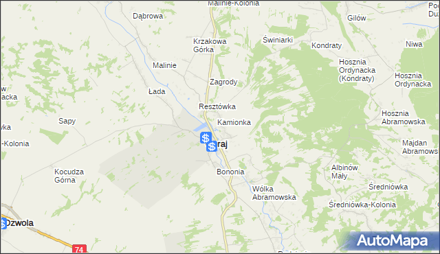 mapa Zastawie gmina Goraj, Zastawie gmina Goraj na mapie Targeo