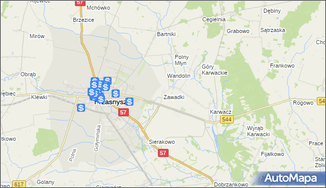 mapa Zawadki gmina Przasnysz, Zawadki gmina Przasnysz na mapie Targeo
