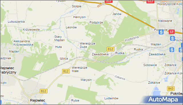 mapa Zawadówka gmina Rejowiec, Zawadówka gmina Rejowiec na mapie Targeo