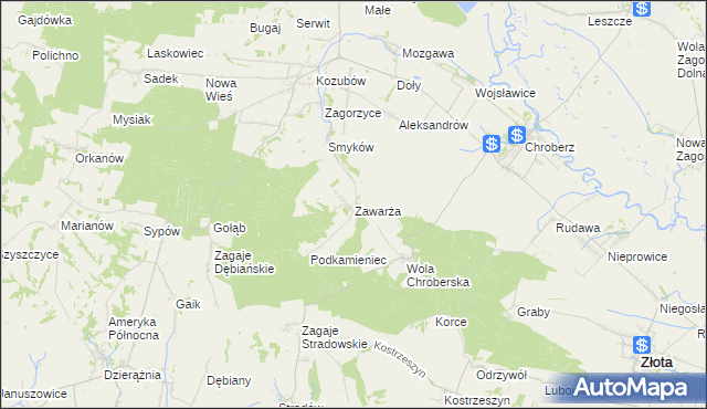 mapa Zawarża, Zawarża na mapie Targeo