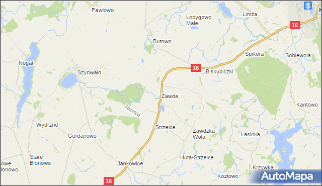 mapa Zawda, Zawda na mapie Targeo