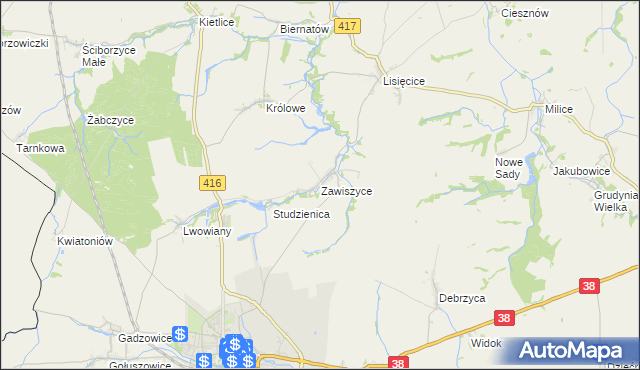 mapa Zawiszyce, Zawiszyce na mapie Targeo