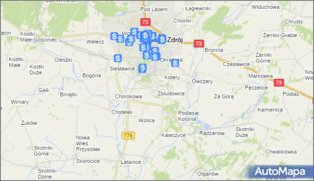 mapa Zbludowice, Zbludowice na mapie Targeo