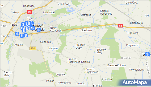 mapa Zbulitów Duży, Zbulitów Duży na mapie Targeo