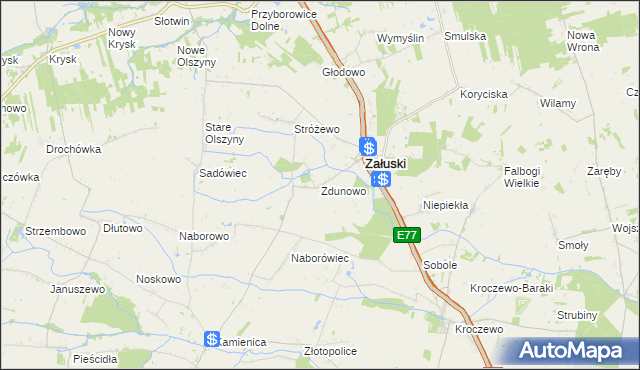 mapa Zdunowo gmina Załuski, Zdunowo gmina Załuski na mapie Targeo