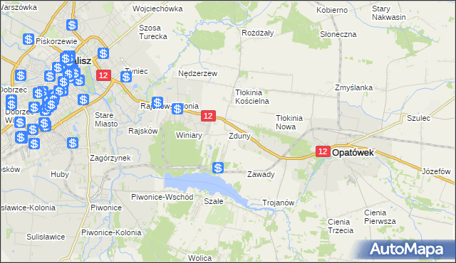 mapa Zduny gmina Opatówek, Zduny gmina Opatówek na mapie Targeo