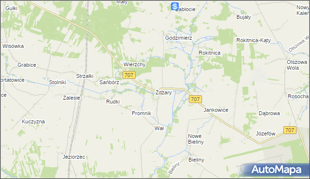 mapa Żdżary gmina Nowe Miasto nad Pilicą, Żdżary gmina Nowe Miasto nad Pilicą na mapie Targeo