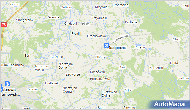 mapa Żdżary gmina Radgoszcz, Żdżary gmina Radgoszcz na mapie Targeo